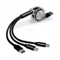 Cable USB Retráctil 3 en 1 con Logotipo Personalizado, Conector Múltiple Tipo-C, Micro USB, Cables de Carga Originales para Teléfono Celular