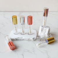 Stock vide rond argent Rose doré 6ml tubes de brillant à lèvres avec grande biche pied brosse Lipgloss conteneurs pour huile à lèvres bricolage emballage