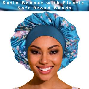 Gorro de satén Roybens para mujer, talla grande, con banda elástica para cabello rizado y trenzas, gorro para dormir, uso doméstico - Product Image 4