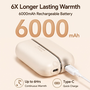 Chauffe-mains magnétiques rechargeables 2-<span class=keywords><strong>en</strong></span>-1 <span class=keywords><strong>6000</strong></span> <span class=keywords><strong>mAh</strong></span>, chauffe rapide <span class=keywords><strong>en</strong></span> 3 secondes, chauffe-poche réutilisable USB-C séparé pour l'extérieur - Product Image 6