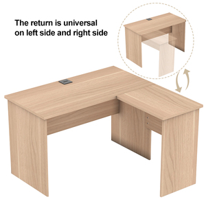 Escritorio de oficina en casa moderno y duradero en forma de L <span class=keywords><strong>con</strong></span> función extensible, mesa de estudio que ahorra espacio para el trabajo y el panel de estudio, estilo de madera - Product Image 6
