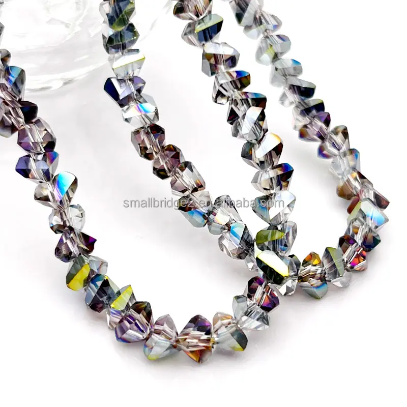 Atacado Facetado Vidro Pirâmide Bead Para Pulseira Loose Crystal Triangle Beads Para DIY Jóias Fazendo e Acessório de Cabelo