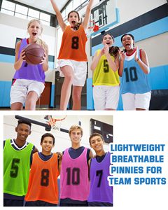 48 Chalecos Deportivos para Adultos, de Malla de Nailon, para Fútbol, <span class=keywords><strong>Baloncesto</strong></span>, Entrenamiento de Equipos, Secado Rápido - Product Image 6