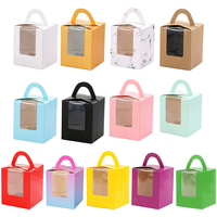 Cajas para Cupcakes con Asa y Ventana, Cajas de Papel para Pastelería, Caja para Pasteles para Fiestas de Cumpleaños y Bodas