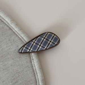 กิ๊บติดผมโลหะลายตารางเรขาคณิตประดับผ้า คลิปหนีบด้านข้าง เครื่องประดับผม - Product Image 4