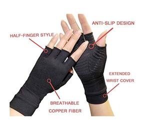 Guantes de compresión de cobre para artritis El mejor guante sin dedos con infusión de cobre para túnel carpiano, RSI, escritura por computadora reumatoide - Product Image 3