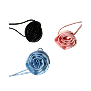 Kalung Choker Bunga Satin Korea High End YL, Kalung Mawar Tiga Dimensi, Aksesoris Kalung - Product Image 5