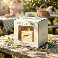 Boîte à pâtisserie en carton recyclable avec fenêtre transparente, conception auto-érectible, taille personnalisable pour l'emballage de gâteaux à la mousse