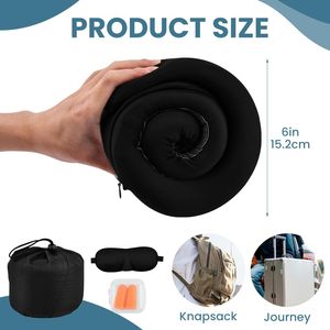 Almohada de Viaje con Capucha y Espuma Viscoelástica para Avión - Almohada de Privacidad con Soporte Cervical de 360 Grados, Antifaz y Tapones para los Oídos - Product Image 3