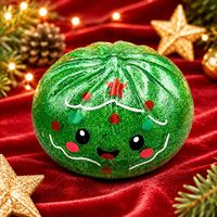 Jouet sensoriel de Noël en forme de boulette, jouet anti-stress scintillant, boule à presser pour soulager le stress, adorable boulette moelleuse pour les fêtes d'enfants