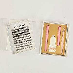 Cils individuels en grappes de marque privée, courbure C <span class=keywords><strong>D</strong></span> <span class=keywords><strong>L</strong></span>, nouveau style, cils en grappes vaporeux, kit de cils DIY, colle et scellant pour cils imperméables - Product Image 2