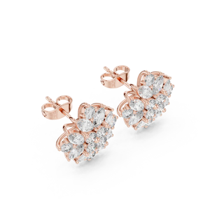 Delicate <b>Rose</b> <b>Gold</b> Nakshatra Diamond Flower <b>Stud</b> <b>Earrings</b> Classic Jewelry For Modern Women From India - Product Image 6