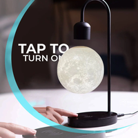 Art chambre chevet décoratif impression 3D lévitation lune magnétique flottant lampe de Table chargeur sans fil