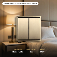 Interrupteur mural intelligent KNX 2 gangs 4 voies, panneau métallique 30V DC IP20, contrôle de scène pour hôtel et villa