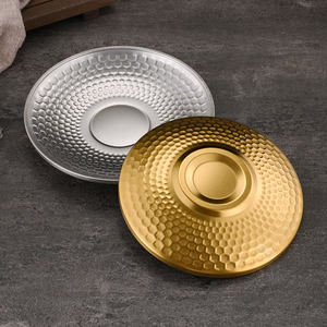 Assiette ronde en acier inoxydable 304 martelé, dorée ou argentée, pour desserts, steaks et snacks - Product Image 3