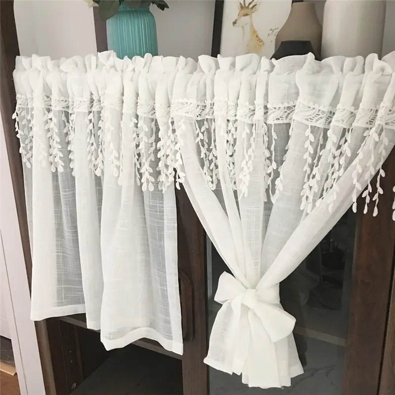 Cheap Price White Yarn Thickened Designers Curtain Set Decorative Curtains For Kitchen
