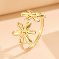 Bague ajustable pour femme en acier inoxydable plaqué or 18 carats, style ouvert, tendance, simple et polyvalente