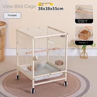 Cage à oiseaux en métal transparente à vue complète, anti-évasion, sur roulettes, facile à nettoyer, pour magasin d'animaux d'intérieur, FBA