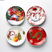 Plato de Cerámica con Diseño de Reno y Muñeco de Nieve Navideño |   Plato de Navidad con Diseño Personalizado, Venta al por Mayor, OEM, ODM 2. Diez Atributos Personalizados