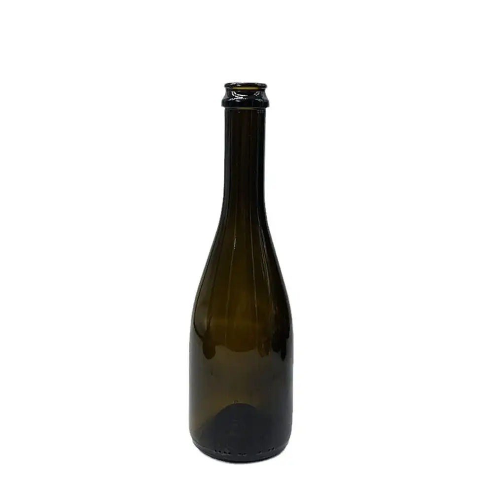 卸売375ml 750mlカスタム琥珀色透明ガラスシャンパンボトルスパークリングワインボトル