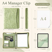 Carpeta Portadocumentos con Anillas en Espiral A4 de Cuero PU OEM, Organizador de Documentos, Portafolio para Regalos Empresariales y Personales