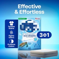 Feuilles de lessive écologiques professionnelles pour salle de bain, options de parfum personnalisées, élimination puissante des odeurs, lot de 30 pièces