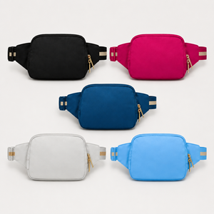 USA Warehouse Waterproof Nylon 2L Waist Pack Gold Zipper Wide Strap Women Yoga Matching Crossbody Fanny <b>Bag</b> - Product Image 3