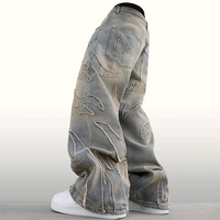 Jeans Homme Personnalisés Vintage Délavés Brodés Effet Usé Patchwork Ample en Denim – Modèles Masculins
