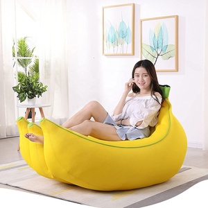 <strong>Yellow</strong> Banana Ship Shaped Soft Mesh Fabric Indoor or Outdoor <strong>Bean</strong> <strong>Bag</strong> Lazy Sofa - Product Image 3