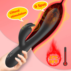 Vibratore Elettrico Femminile in Silicone, Massaggiatore Impermeabile Ricaricabile <span class=keywords><strong>USB</strong></span>, Stimolatore <span class=keywords><strong>Rabbit</strong></span> con Riscaldamento e Regolazione della Temperatura, Giocattolo per Adulti - Product Image 1