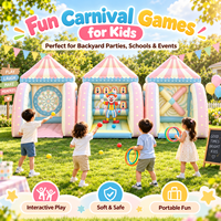 Ensemble de jeux gonflables 3-en-1 pour fête foraine : jeu de fléchettes, jeu de claquer les clowns, jeu de lancer d'anneaux – Équipement pour événements et fêtes d'enfants (vente en gros)