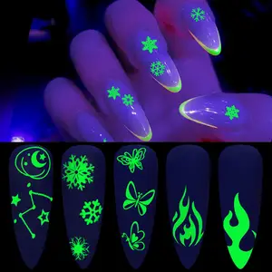 5 tipos Premium Glow Blacklight Long-Lasting Auto-Luminoso Nail Art Tatuagens Autocolantes Para A Festa