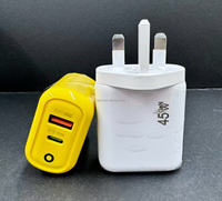 Chargeur mural rapide GaN LED 45W de haute qualité compatible A+C pour ordinateurs portables, téléphones, appareils photo professionnels et industriels