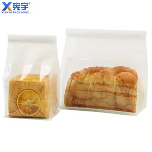 Biểu tượng tùy chỉnh thiết kế dọc túi nhựa Kraft thực phẩm lưu trữ Nâu Túi giấy cho bánh hamburger bánh mì