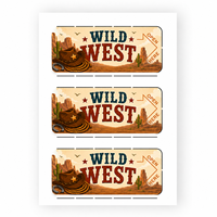 Tarjetas de Visita Personalizadas de Cartón con Temática de Vaquero del Oeste de Alta Definición, con 3 Ventanas y Patrones, Tipo Boletos a Tirar