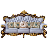 Canapé en cuir de style européen, design sculpté en bois massif, mobilier de salon, ensemble sectionnel 1+2+3, meubles vintage pour la maison