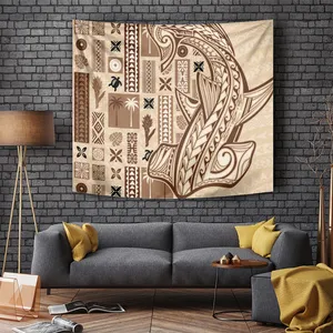 Arte della parete per il soggiorno Samoa Tapa arazzo appeso alla parete Siapo Mix Tatau modelli su misura arazzo tessuto coperta