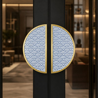 Nouvelle poignée de porte en verre à double battant de style chinois moderne, motif écaille de dragon antique, tirette semi-circulaire en aluminium sculpté