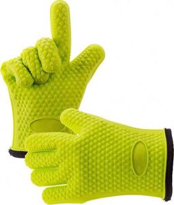 Guantes de Silicona Resistentes al Calor para Barbacoa, Estilo Punteado, Guantes Largos Impermeables para Horno de Cocina con Capa Interior de Algodón para Barbacoa - Product Image 5