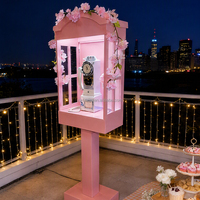 Décoration de fête ZKAI, cabine téléphonique rose vintage, livre d'or audio, laissez un message, stand de cabine téléphonique