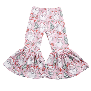 Pantalones Acampanados de Moda para Niñas Recién Nacidas con Bonito Estampado Navideño - Product Image 4