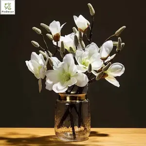High Quality Artificial Magnolia Flower Real Touch Home Decoration Table Center Piece Wedding Party Christmas Decoration