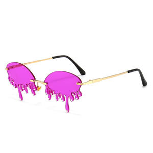 El más nuevo 2024 Venta caliente Diseño de tendencia de lujo PC <span class=keywords><strong>Gafas</strong></span> de sol Sin montura Tintado Fuego Goteo Forma Mujeres <span class=keywords><strong>Gafas</strong></span> de Sol de moda - Product Image 3