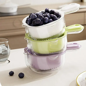 Panier de vidange de cuisine multifonctionnel, passoire à légumes double couche, passoire de cuisine portable pour pâtes et fruits - Product Image 4