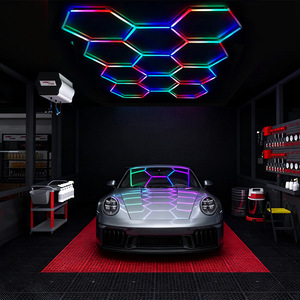 Lámparas LED RGB de Panal Personalizadas para Decoración de Interiores, 4 Rejillas, DC24V 34W, Regulables con Control Remoto, Hexagonales, IP55, 6500K, Luces para Garaje - Product Image 2