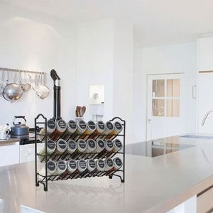Ensemble d'organisateurs de pots à épices extensibles en acier au carbone à fixer au mur, pour cuisine, vente en gros, personnalisable, best-seller, avec support - Product Image 5