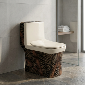 Modern Chinese Black Gold Ceramic One Piece WC Siphonic Dual Flush Floor Mounted Water Closet Toilet - Product Image 2