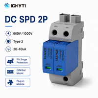 Parafoudre CC certifié CE 500V 600V 1200V 40kA à montage sur rail DIN pour panneaux solaires et recharge de véhicules électriques