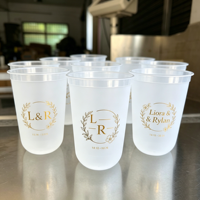 Gobelets carrés en verre givré blancs personnalisés avec logo, 300 ml (9 oz), pour mariage, bureau, design unique, vin, événements, restauration, stades