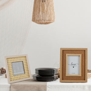 Marco de fotos de ratán de madera rústica clásica de vidrio de alta definición para mesa y pantalla de montaje en pared - Product Image 3